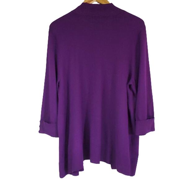 CJ Banks Purple Cardigan Sweater Cuffed Sleeve 1X Career Office - Picture 2 of 7